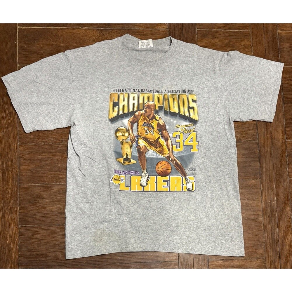 VINTAGE LAKERS 2000 Champions Tee T Shirt Shaquille O Neal # 34 Size XL CSA